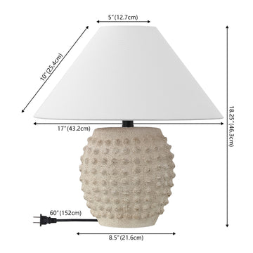 Effie 18.25" Minimalist Scandinavian Ceramic/Iron Hobnail LED Table Lamp